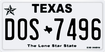TX license plate DOS7496