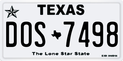 TX license plate DOS7498