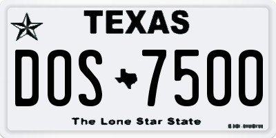TX license plate DOS7500