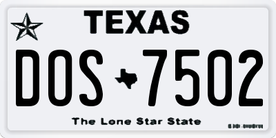 TX license plate DOS7502