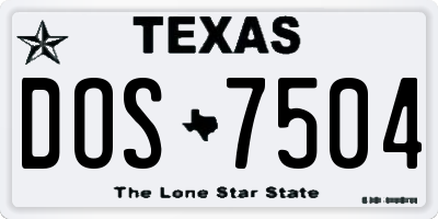 TX license plate DOS7504