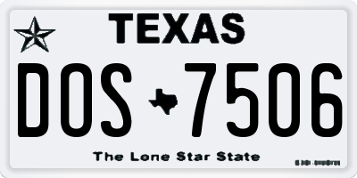 TX license plate DOS7506
