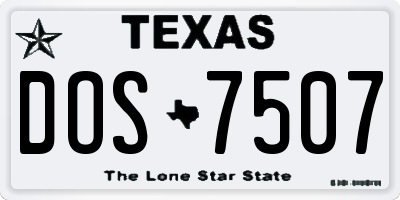 TX license plate DOS7507