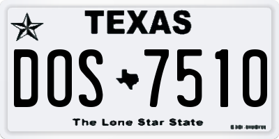 TX license plate DOS7510
