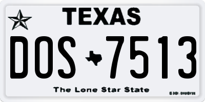 TX license plate DOS7513