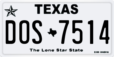 TX license plate DOS7514