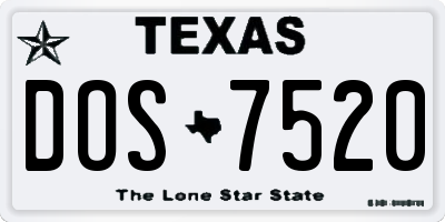 TX license plate DOS7520