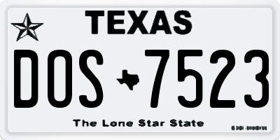 TX license plate DOS7523