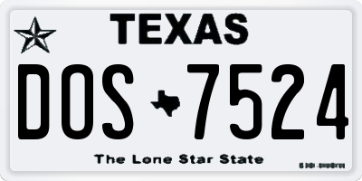 TX license plate DOS7524
