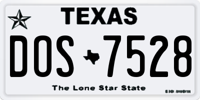 TX license plate DOS7528