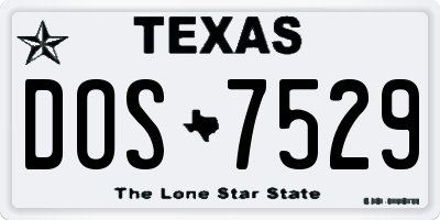 TX license plate DOS7529