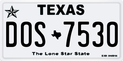 TX license plate DOS7530