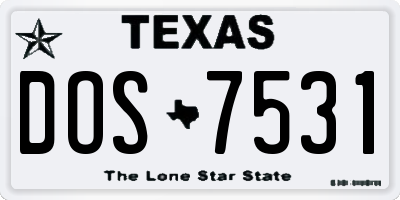 TX license plate DOS7531