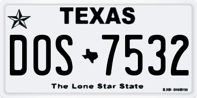 TX license plate DOS7532