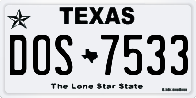 TX license plate DOS7533