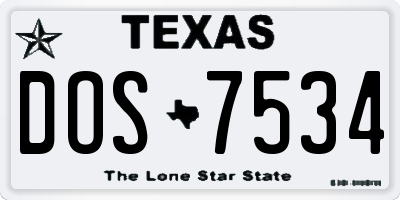 TX license plate DOS7534