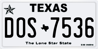 TX license plate DOS7536
