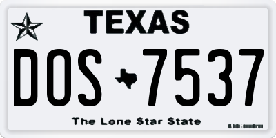 TX license plate DOS7537