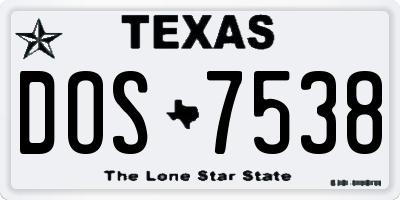TX license plate DOS7538