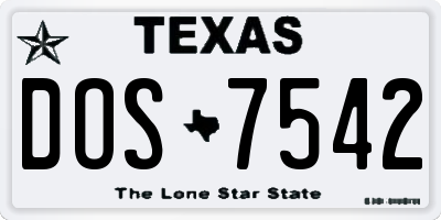 TX license plate DOS7542