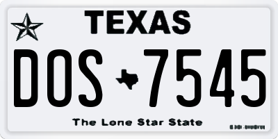 TX license plate DOS7545