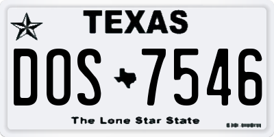 TX license plate DOS7546