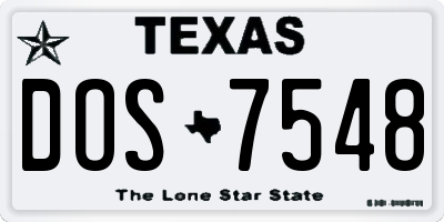 TX license plate DOS7548