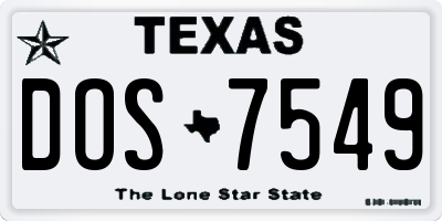 TX license plate DOS7549