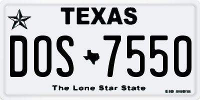 TX license plate DOS7550