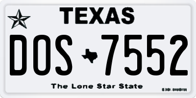 TX license plate DOS7552