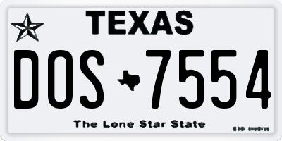 TX license plate DOS7554