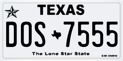 TX license plate DOS7555
