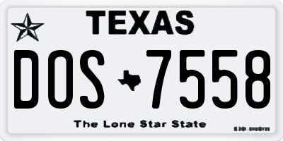 TX license plate DOS7558