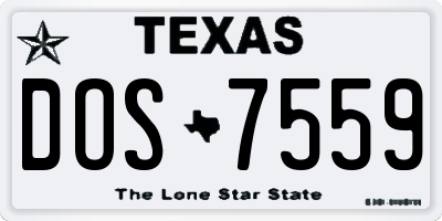 TX license plate DOS7559