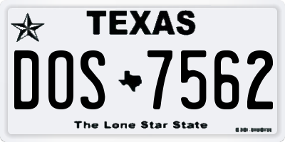 TX license plate DOS7562
