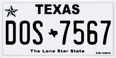 TX license plate DOS7567