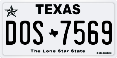 TX license plate DOS7569