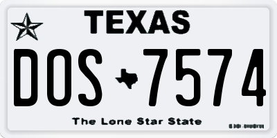 TX license plate DOS7574