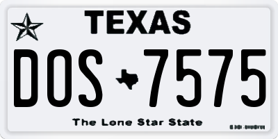 TX license plate DOS7575