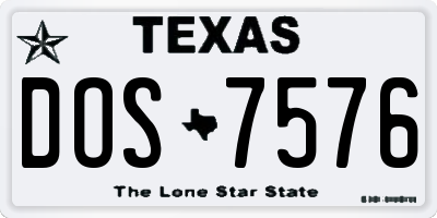 TX license plate DOS7576