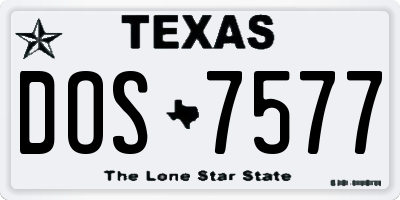 TX license plate DOS7577