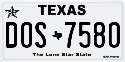 TX license plate DOS7580