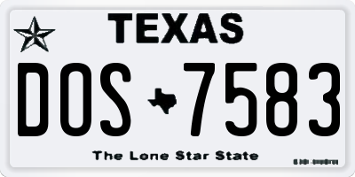TX license plate DOS7583