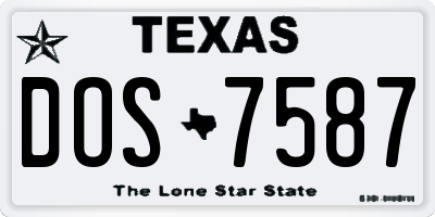 TX license plate DOS7587