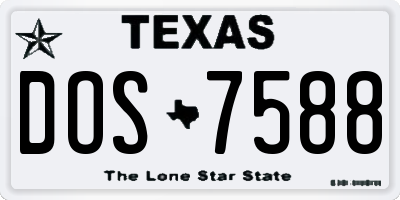 TX license plate DOS7588