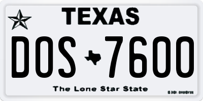 TX license plate DOS7600
