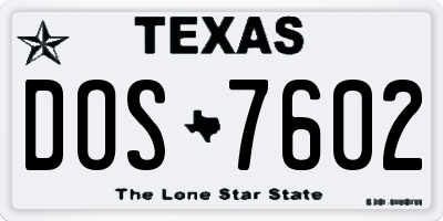 TX license plate DOS7602
