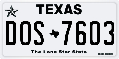 TX license plate DOS7603