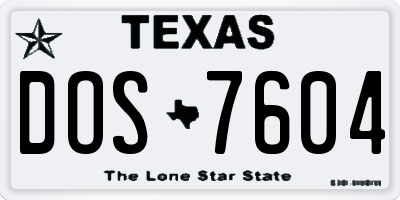 TX license plate DOS7604
