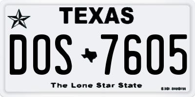 TX license plate DOS7605
